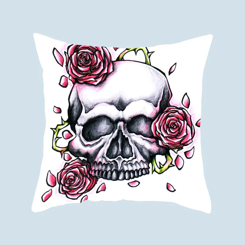 Индивидуальная квадратная подушка с принтом черепа из полиэстера наволочка для