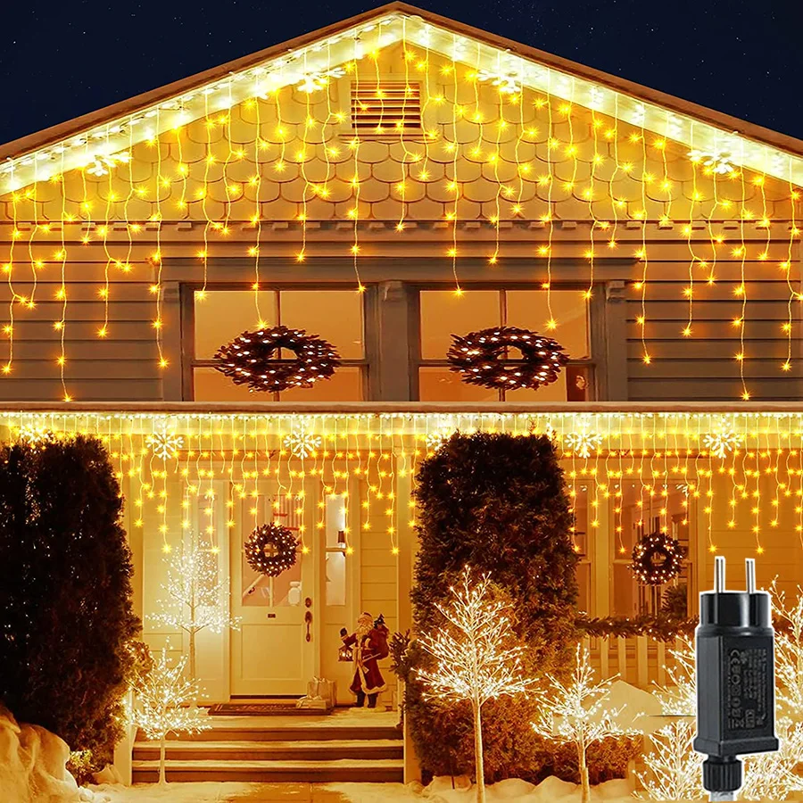 

5M 10M LED Christmas Light Garland Outdoor Curtain Icicle Light Connectable Fairy String Light For Holiday Party Wedding Decor
