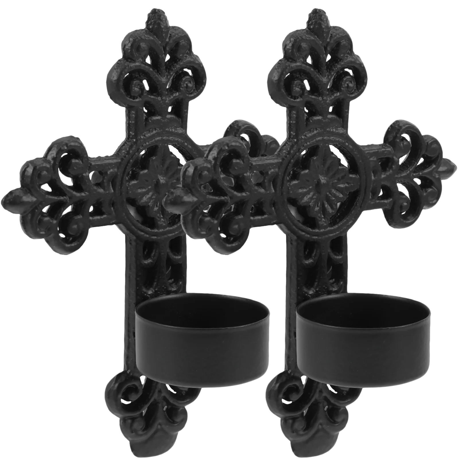 

Holder Cross Pillar Sconces Wall Tealight Stand Holders Room Living Black Votive Mounted Metal Hanging Display Candlestick Decor
