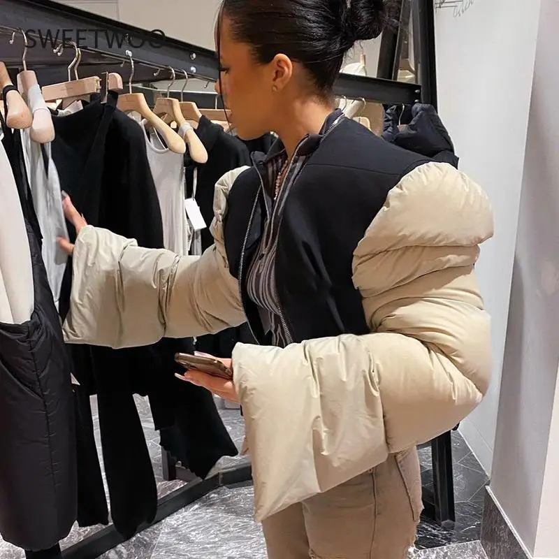 European and American style winter 2021 new down padded jacket slim warm stitching jacket women