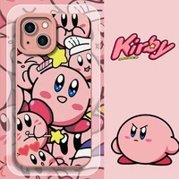 lovely kirby leather feel phone cases for iphone 13 12 11 pro max mini xr xs max 8 x 7 se 2020 back cover