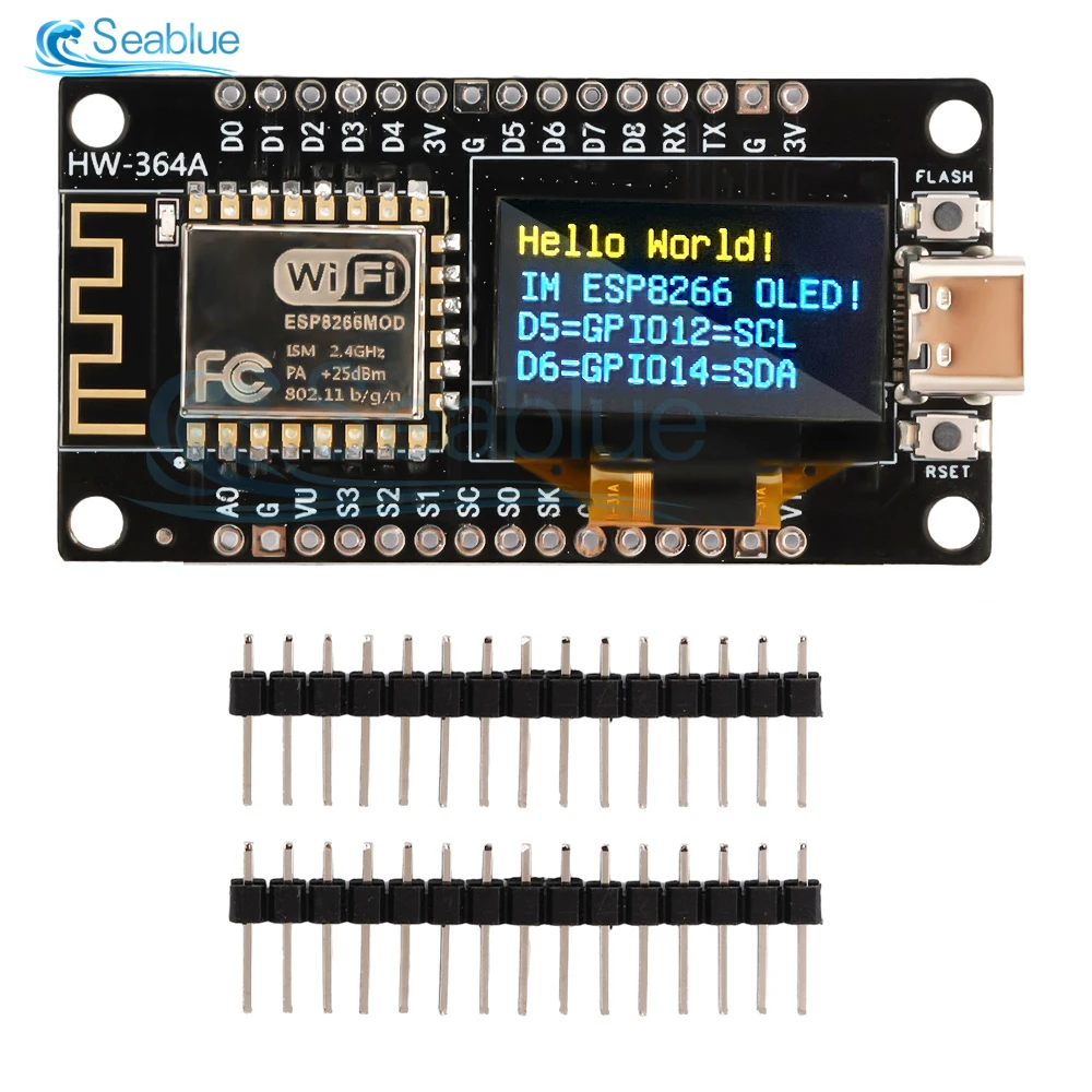

Плата разработки NodeMCU ESP8266 с 0,96-дюймовым OLED-дисплеем Модуль Wi-Fi CH340G Micro Type-C USB для Arduino/Micropython ESP8266