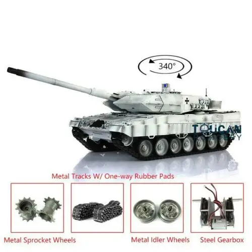 

Henglong Upgraded Ver 1/16 7.0 Leopard2A6 RC Tank 3889 Metal Tracks W/ Rubbers Infrared Combat Radio Control Battle Toy TH17629