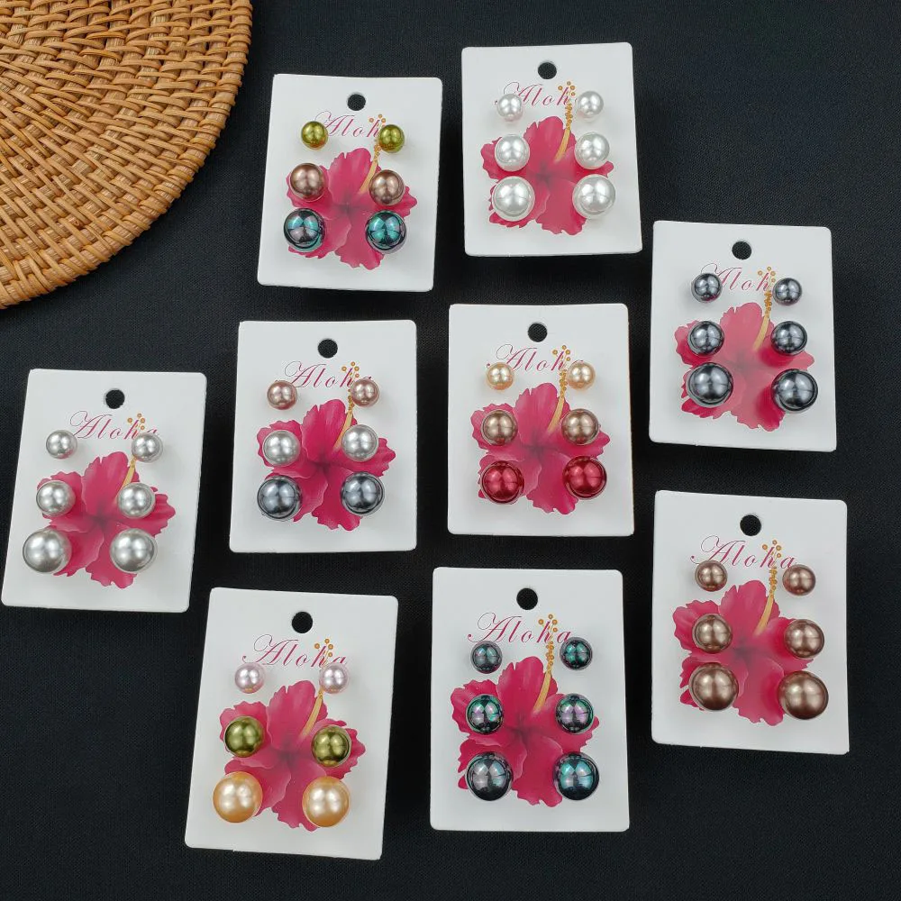 

2023 New Hot Fashionable Commuting Simplicity Natural Pearl Earrings Three Pairs of Combination Set Live Earrings for Women