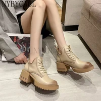 boots women 2022 winter shoes woman high heel lace up ankle boots buckle platform artificial leather women shoes zapatos mujer