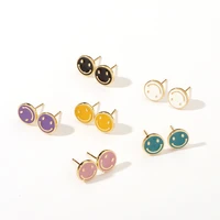 prsztl 2022 trend lucky smile stud earrings for women new 18k gold plated minimalism korean cute smiley piercing jewelry gifts