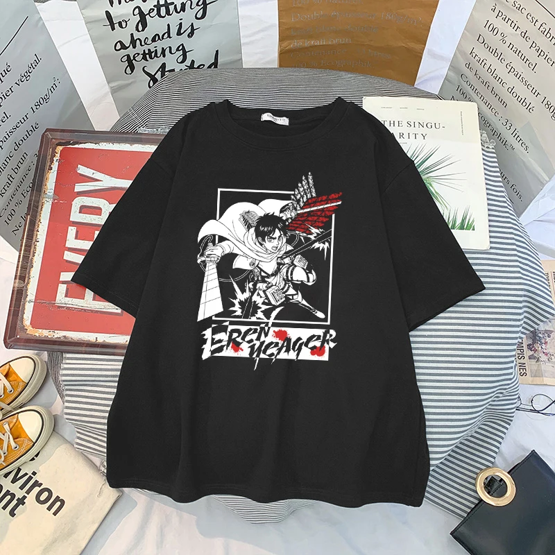 Attack on Titan Anime Goth Plus Size Men Women Clothing Graphic T Shirts Gothic Clothes Short Sleeve T Shirt Womens Tops Anime images - 6