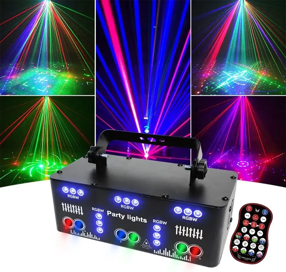 

RGB Disco DJ Stage Light Laser Beam Remote DMX Controller Strobe LED UV Black Light Effect for Club Party Holiday Halloween Xmas