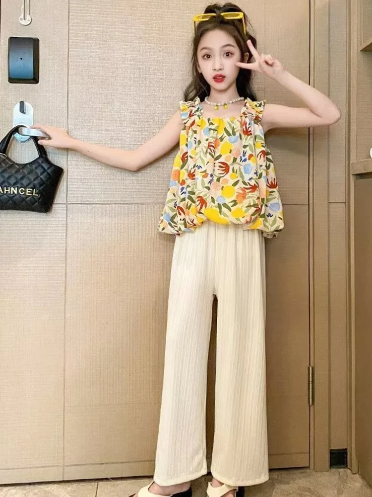 Летний комплект для девочек новинка модный летний жилет детей среднего и