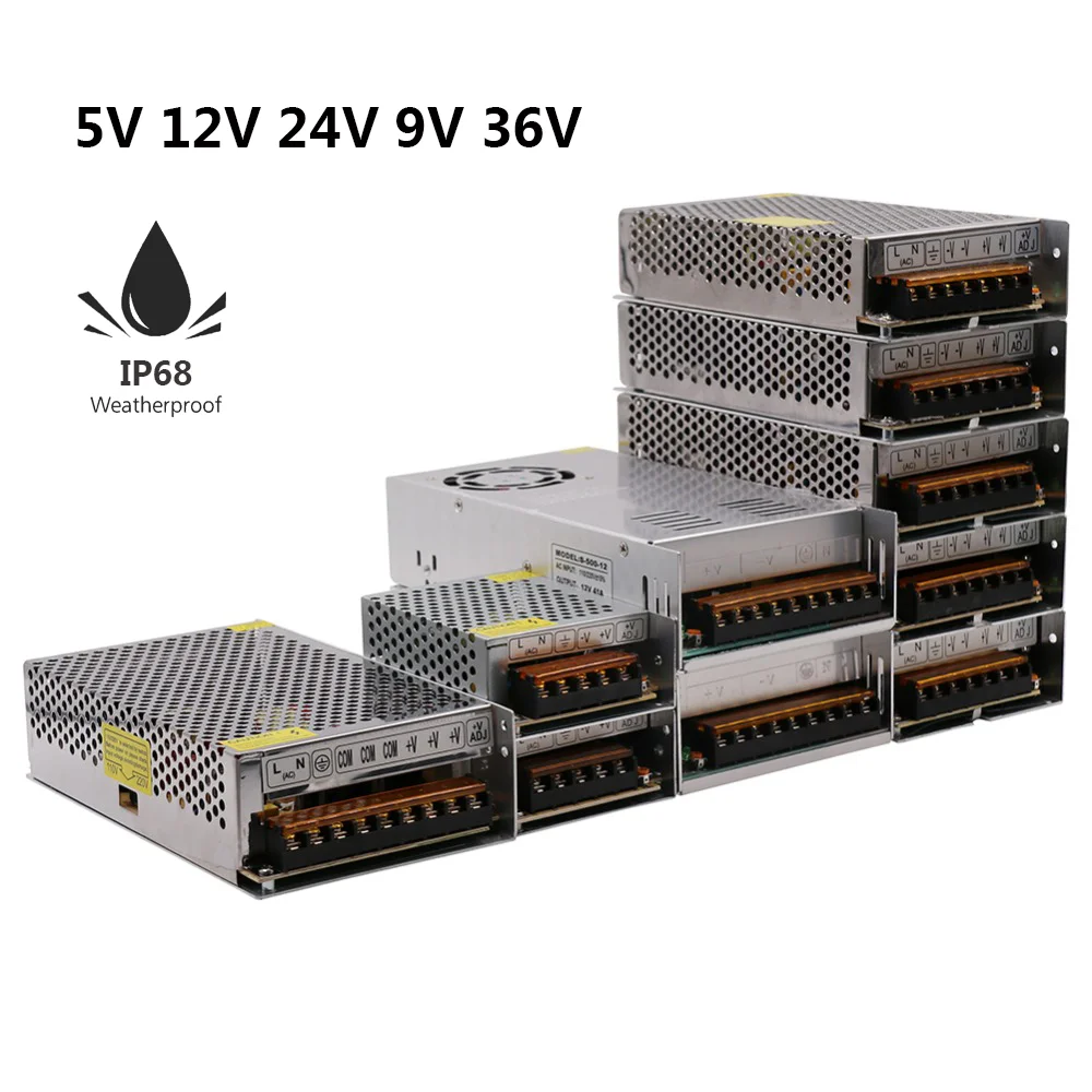 

5V 12V 24V 36V Lighting Transformers Iron Shell Switching Power Supply For Led Strip Light Waterproof LED Driver Power Adapter