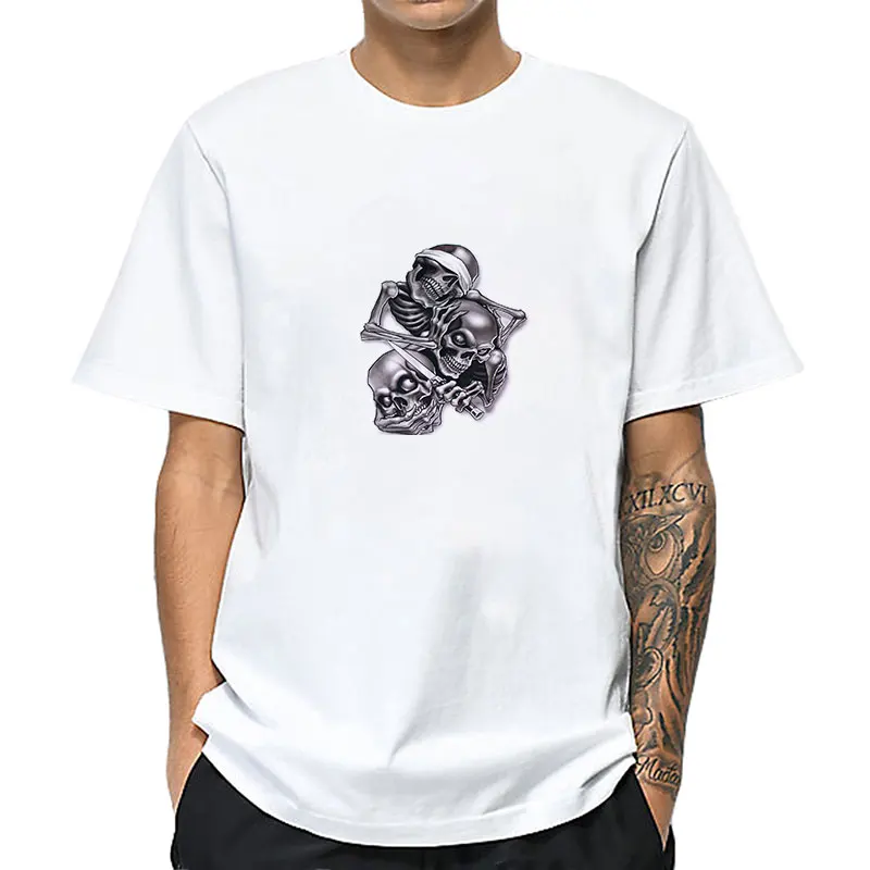 

Мужская футболка с принтом слухой говорить Зло череп Харадзюку свитшот с круглым вырезом повседневная мужская рубашка с коротким рукавом