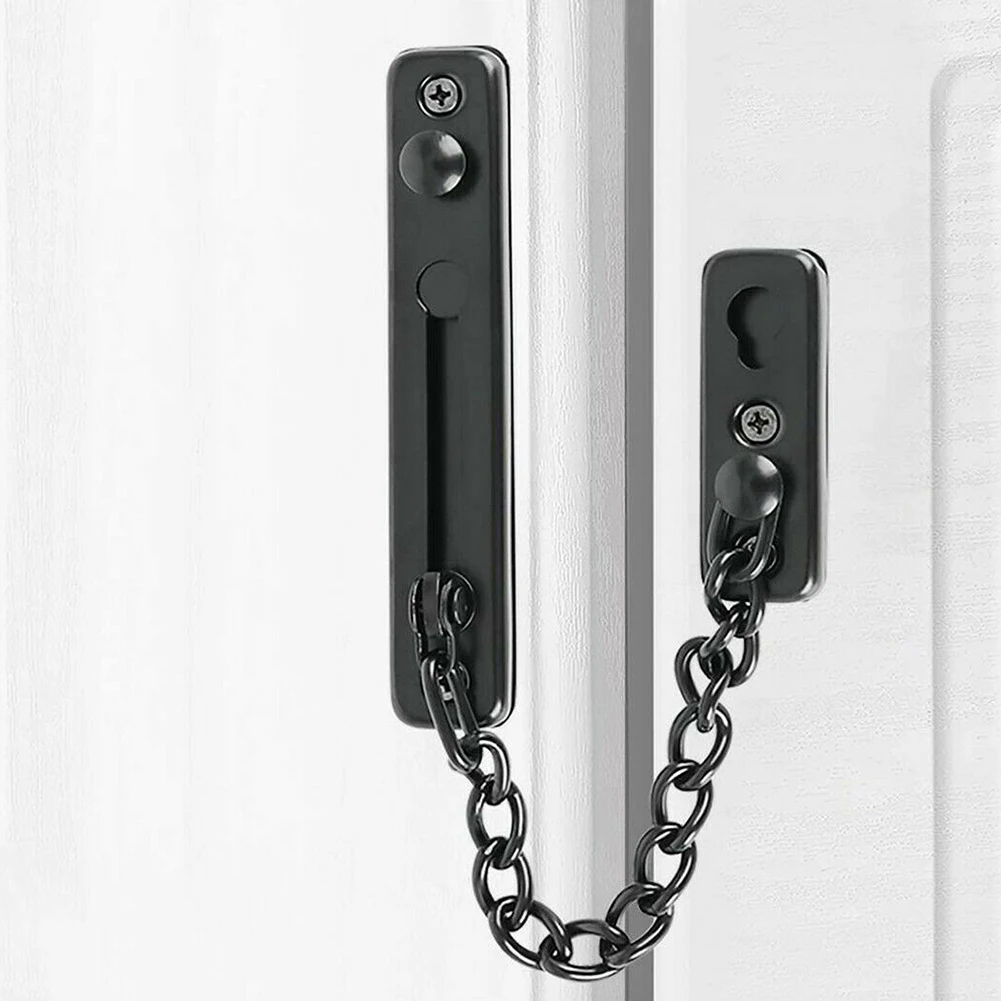

Door Chain Lock Stainless Steel Security Chain Guard Spring Anti Theft Press Heavy Duty Slide Catch Latch Screw Guard Accessorie