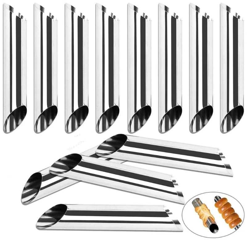 

12 Pcs Stainless Steel Pancake Tube Free Standing Pastry Cone Shaper Christmas
