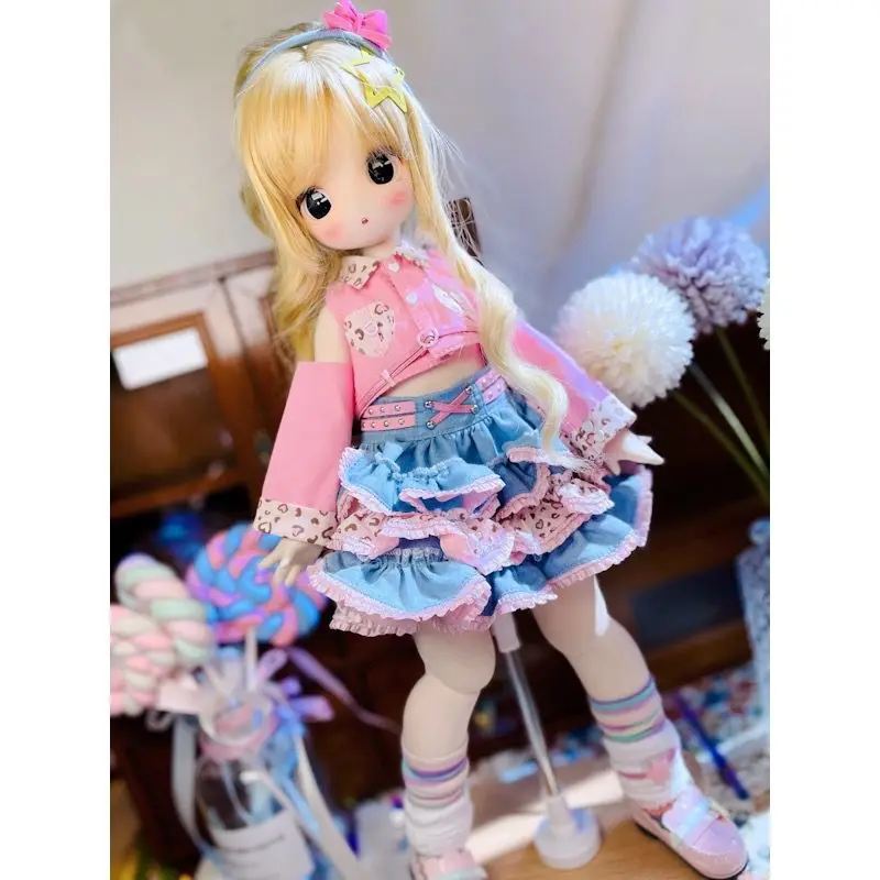 Suitable For 1/4 1/6 Size Cute Clothes Cowboy Sweetheart Bjd Doll Clothes 1/4 Set Doll Accessories (6 Points)