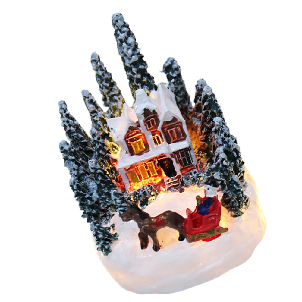 

Christmas Resin Crafts Christmas Village Luminous Music Small House Snowman Tree LED Lights Holiday Gift Home Decor Ornaments