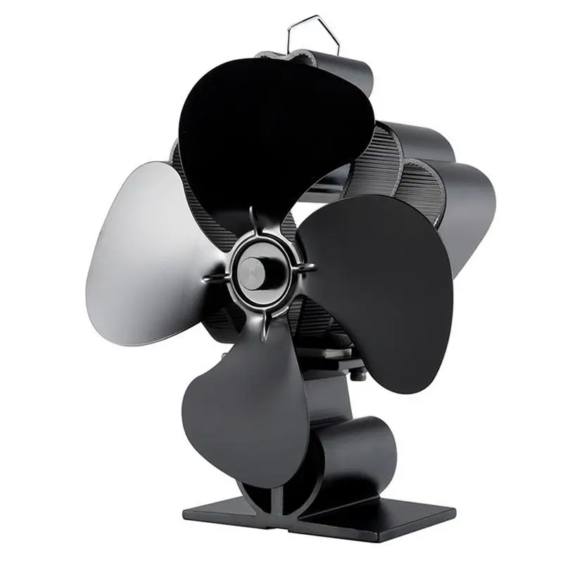 

Black Fireplace 4 Blades Heat Powered Stove Fan Log Wood Burner Ecofan Quiet Home Fireplace Fan Efficient Heat Distribution