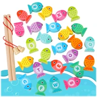 baby wooden fishing learning alphanumeric toys preschool montessori education cognition color letter digital fishing games toys