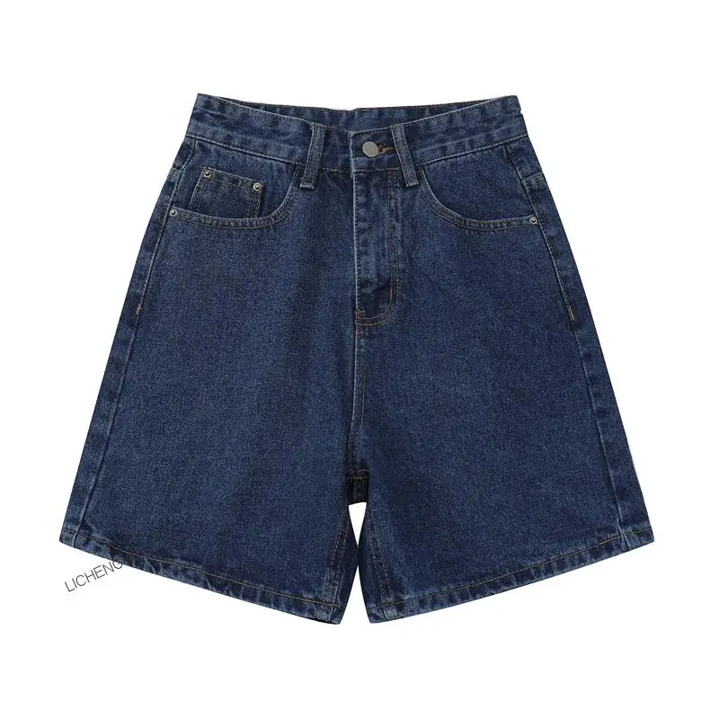 

2022 Summer New Fashion Denim Shorts Women High Waist Button Wide leg Pants Streetwear Causal Vintage Female Short Jeans Mujer