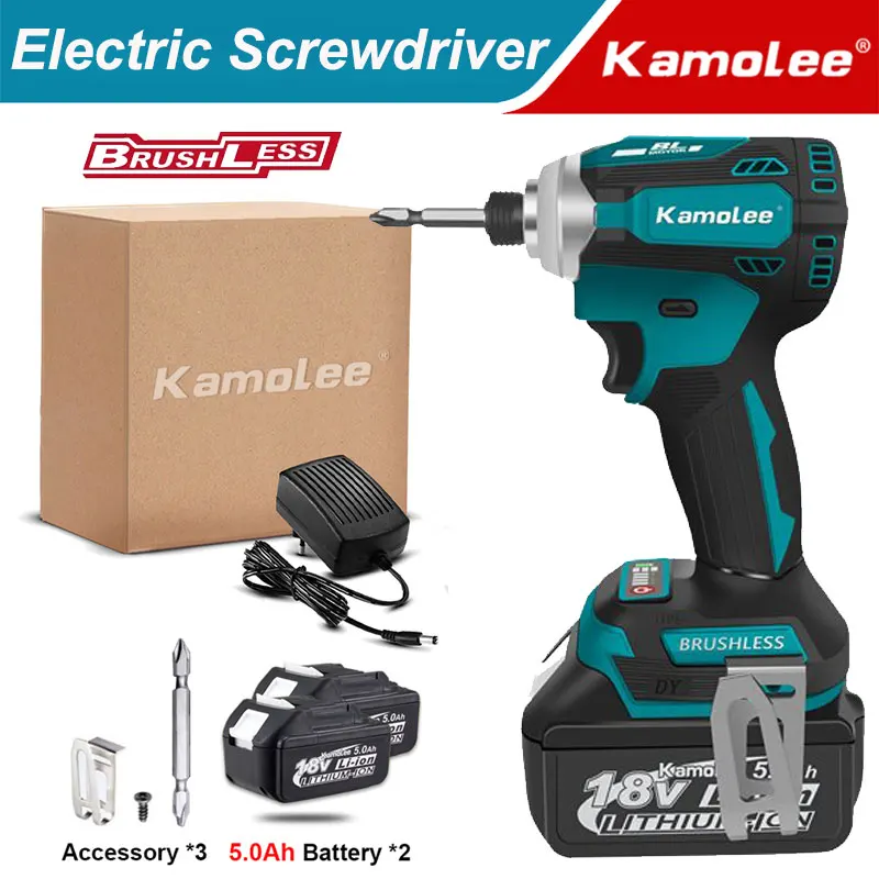 

Kamolee 588Nm Electric Impact Wrench Brushless 5 Speed Screwdriver Power Tool 1/4" with 3 LED Light.【Fit Makita 18V Battery】