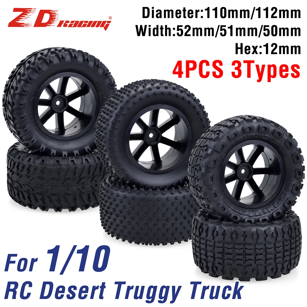 RC Car Wheel ZD Racing RC Desert Wheels and Tires 1/10 Scale 12mm Hex for Corally Kyosho Ultima Hobao ABSIMA HPI HIMOTO DREKKER