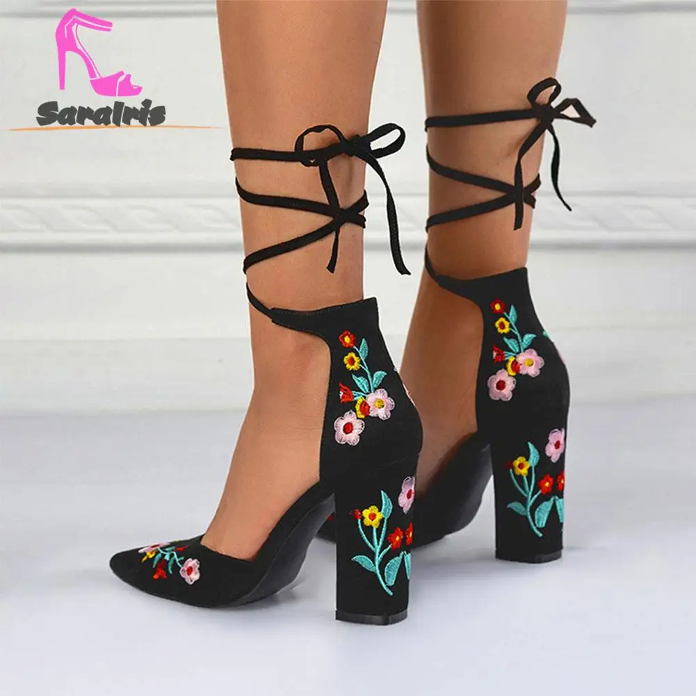 Thick High Heeled Women's Sandals Summer Hot Fashion 2023 European Style Elegant Pointed Toe Sandals Cross Strap Single Shoes