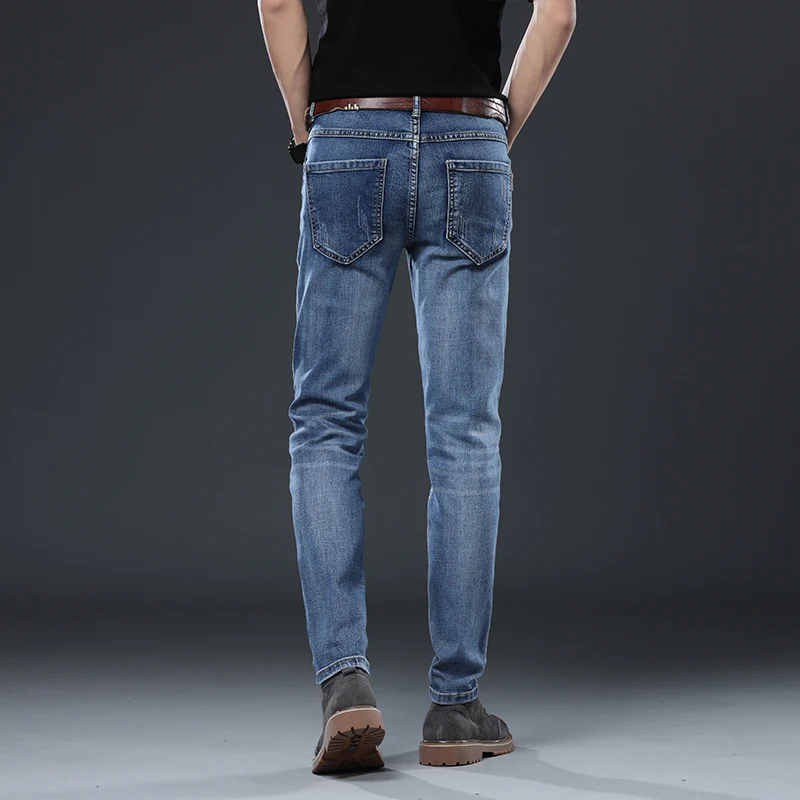 Thoshine Brand Spring Summer Autumn Men Jeans Skinny Fit Fashion Comfortable Denim Pants Slim Fit Cowboy Elastic Trousers