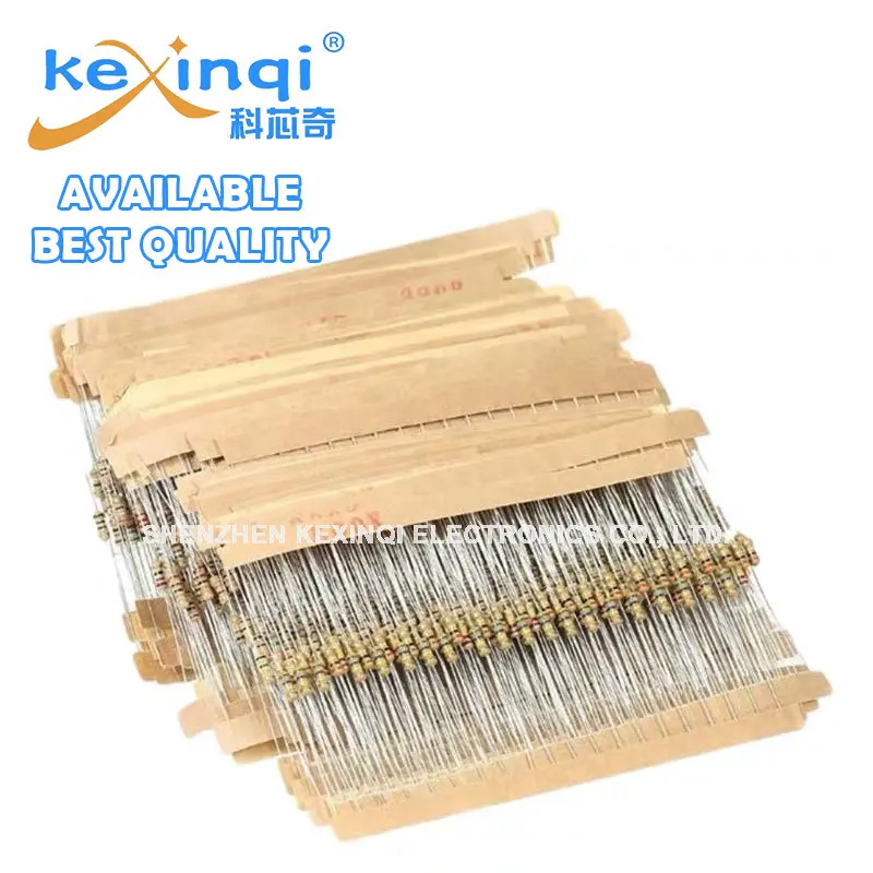 100 шт. 1/4 Вт карбоновые пленочные резисторы 5% 1R-10M 10R 47R 100R 220R 1K 10K 4K7 100K 560K 1M 3M3 Ohm