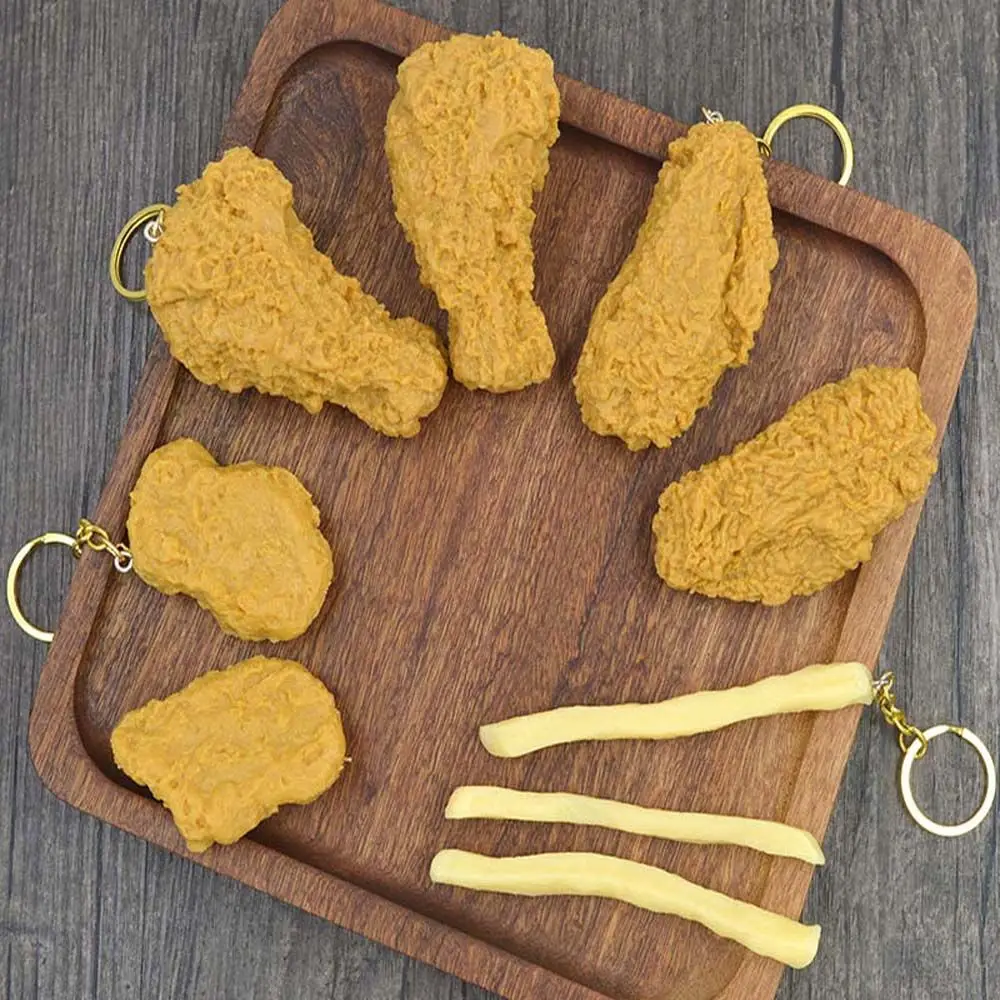 Брелки для ключей с подвеской в виде куриных Nuggets жареных ножек картофеля фри