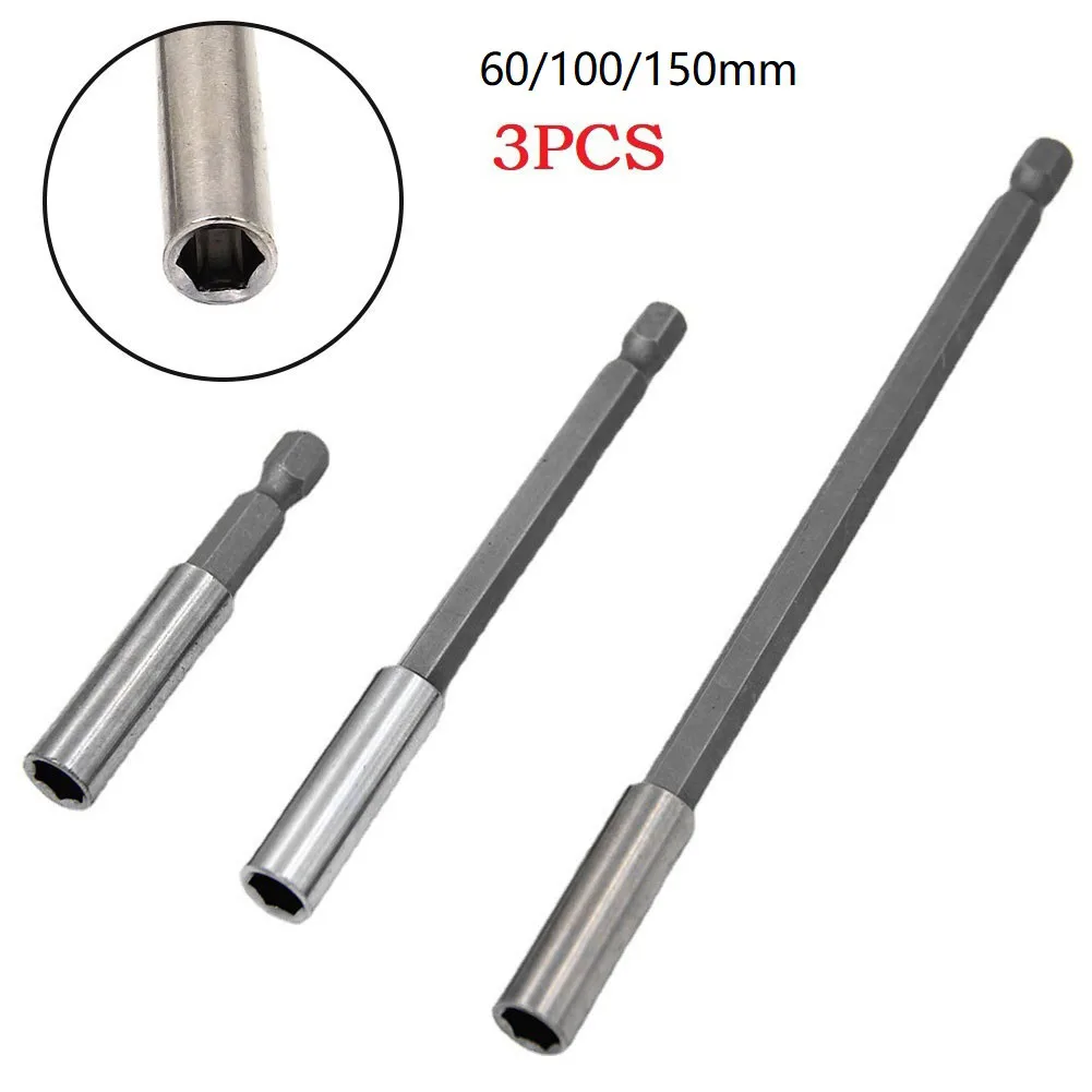 

3pcs 1/4" Hex Shank Magnetic Drill Extension Bit Holder Quick Release Drill Bits Extension Bar Screwdrivers Socket 60/100/150mm