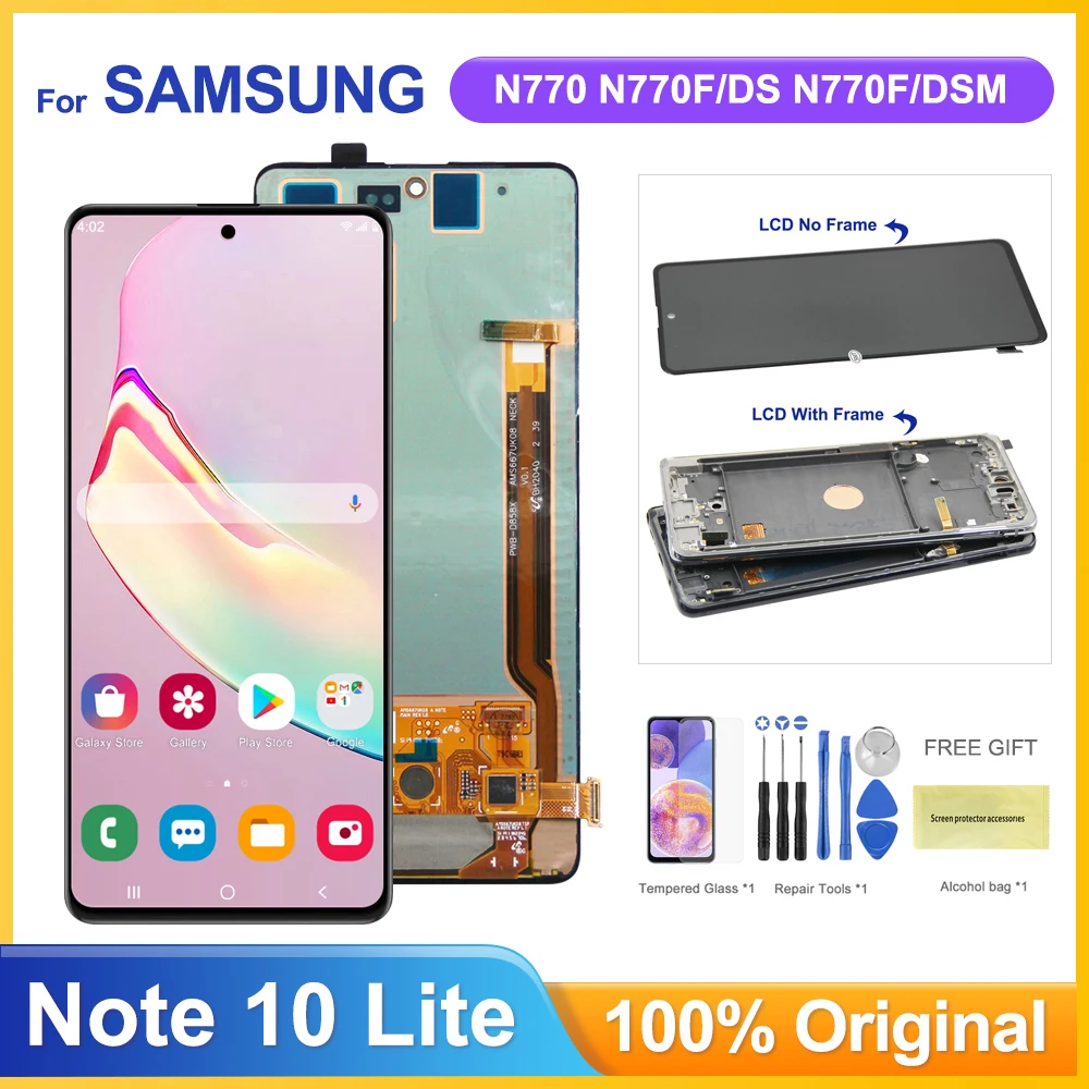 

Super AMOLED 6.7'' Display for Samsung Galaxy Note 10 Lite N770 N770F Lcd Display Touch Screen Digitizer Assembly With Frame