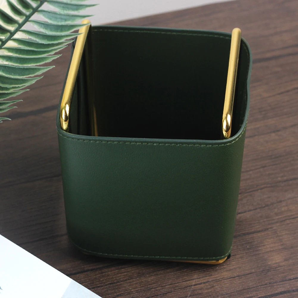 

Gift For Students Home Office School Easy Clean Desk Organiser Portable Leather Pen Holder Stationery Stand Multifunctional