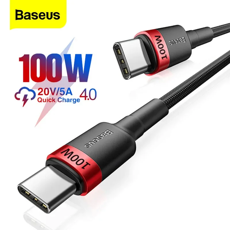 Baseus 100W USB C To USB Type C Cable PD Fast Charging Charger Cord 5A USB-C Type C Cable For iPhone17 MacBook Samsung Xiaomi