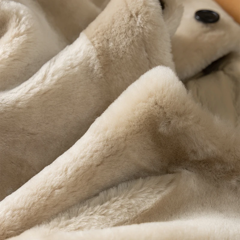 Thick SHEEPSKIN Genuine Leather Wool Double-faced Fur Single Breasted Sleeveless Vest  V-Neck  Full Pelt  Sleeveless Coat Women