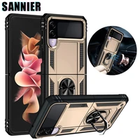 folding bracket back cover for samsung galaxy z fold3 5g shockproof phone case for galaxy z flip3 5g metal ring cellphone case
