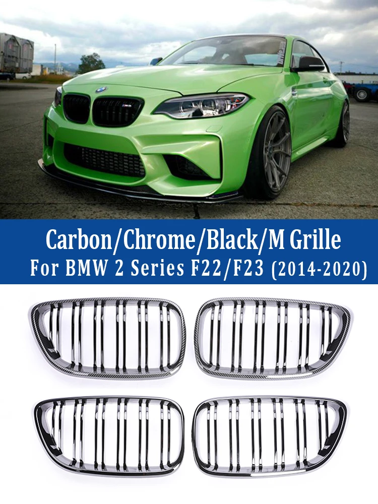 

Решетки для почек из углеродного волокна с двойной платой передней капота, гриль, совместимый с BMW F22 F23 2014 - 2020 для BMW 225i 218i 220i