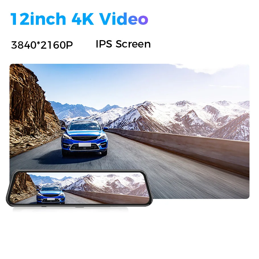 Автомобильный видеорегистратор зеркало заднего вида с G-датчиком 12 дюймов 4K GPS Wi-Fi