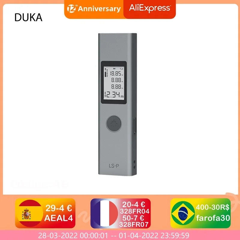 

Дальномер лазерный DUKA LS-P LS2, портативный Перезаряжаемый цифровой измеритель расстояния, с силиконовым чехлом, 40 метров