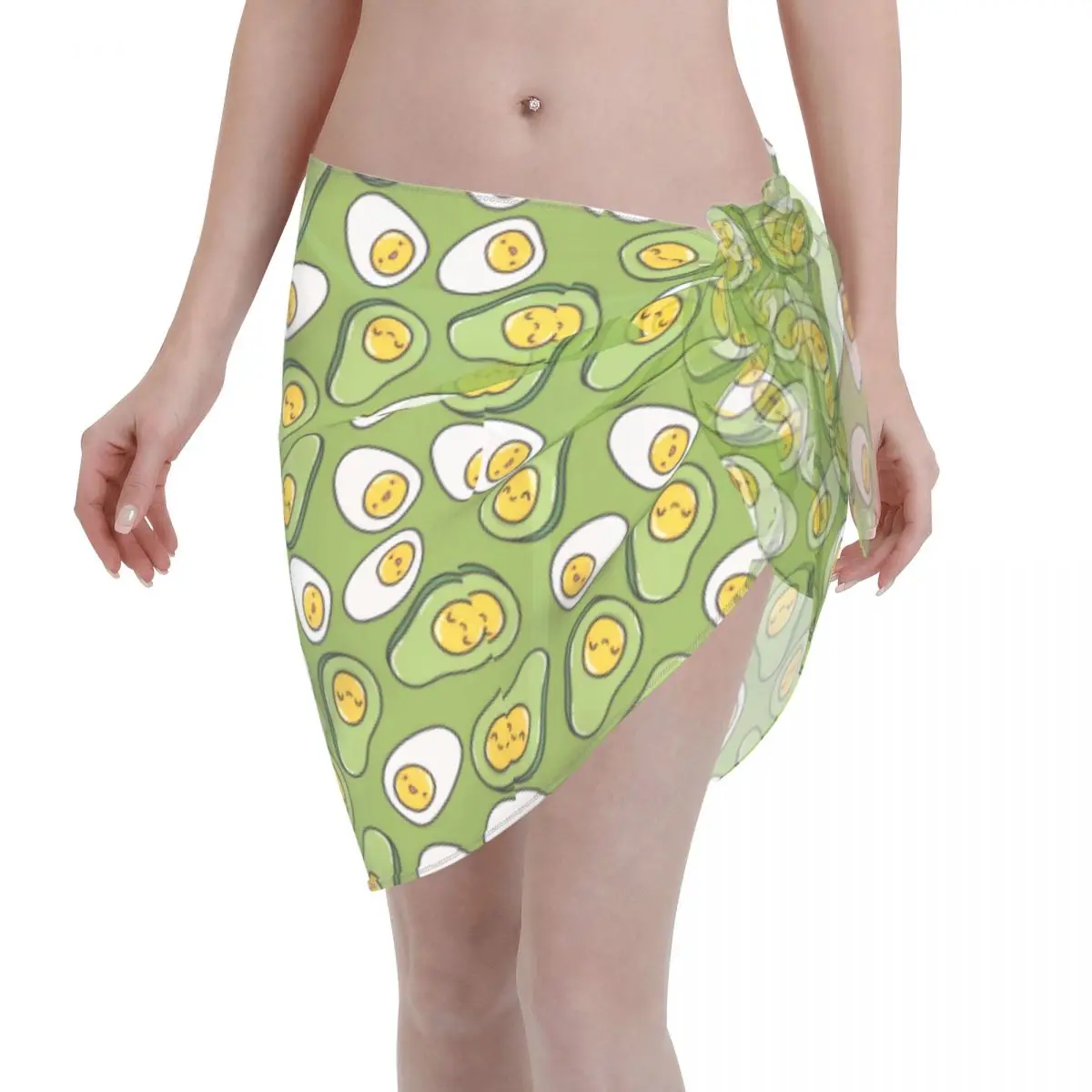 

Egg And Avocado Women Beach Cover Up Wrap Chiffon Swimwear Pareo Scarf Sarong See Through Bikinis Cover Ups Skirts Swimsuits