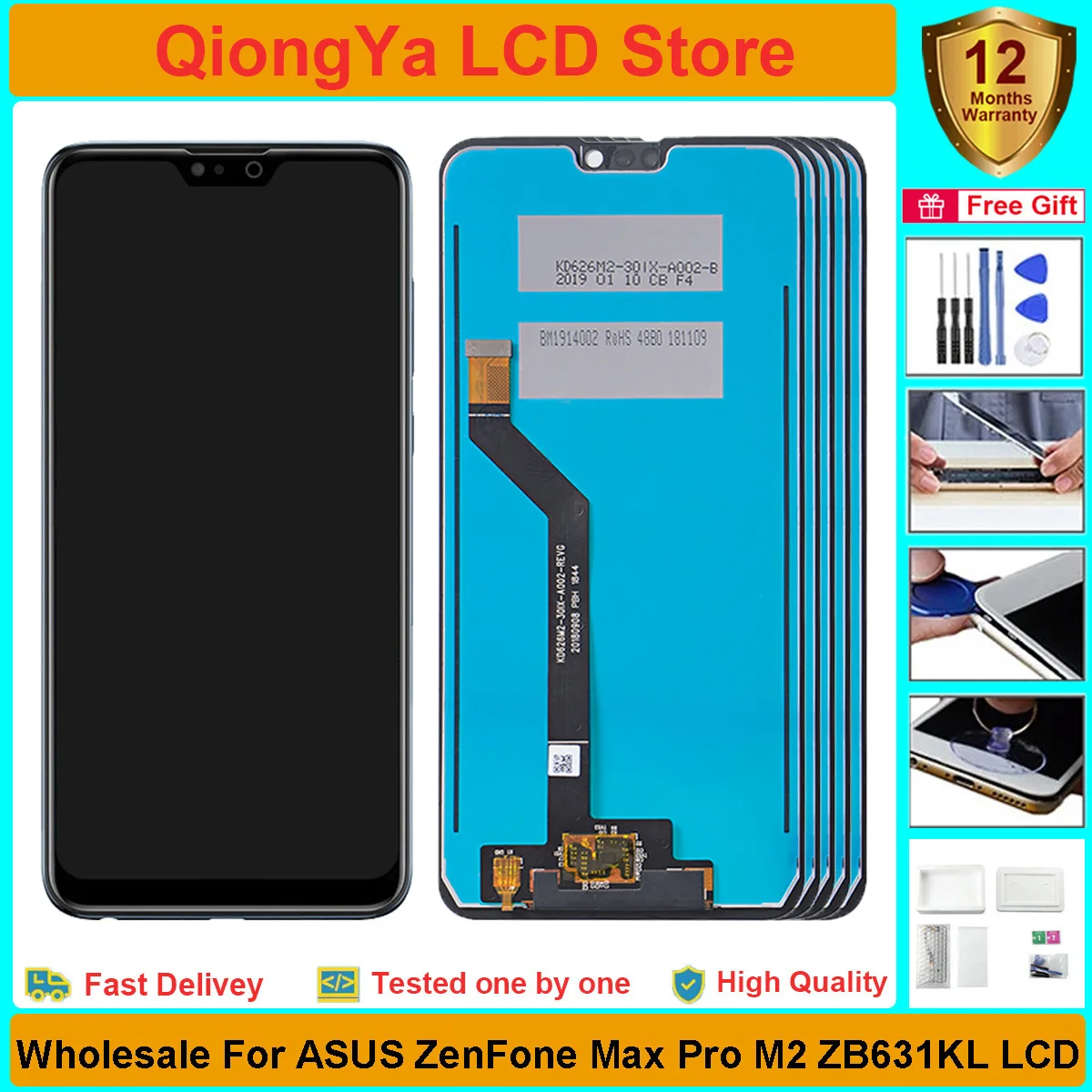 3/5 PCS Wholesale Display For ASUS ZenFone Max Pro M2 ZB631KL X01BDA With Frame LCD and Touch Screen Digitizer Assembly Parts