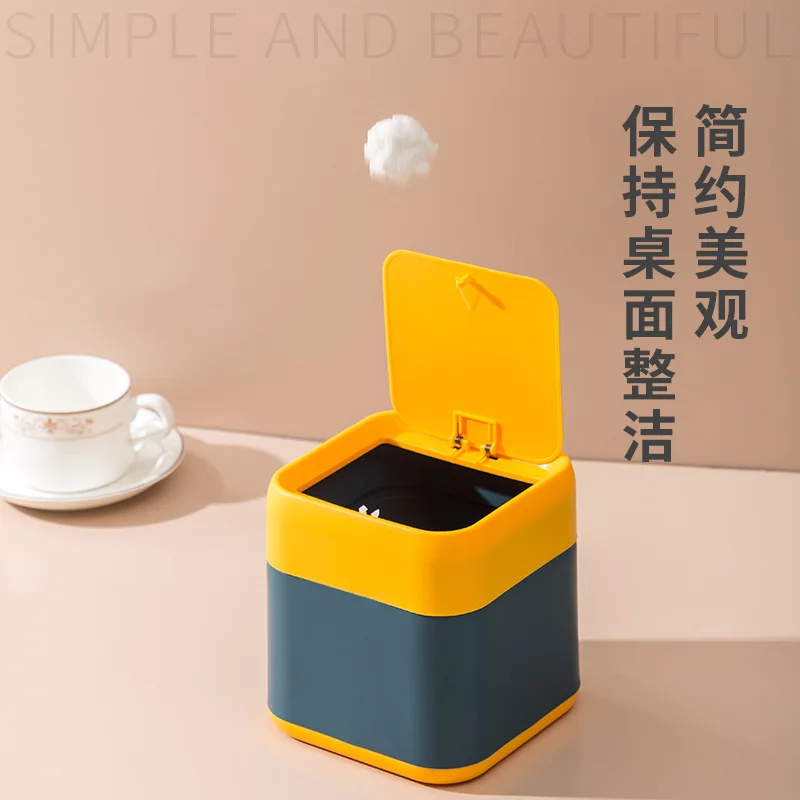 

Desktop Mini Trash Can Household Press Type with Lid Sundries Storage Small Bin Office Paper Basket zero waste Dustbin Box