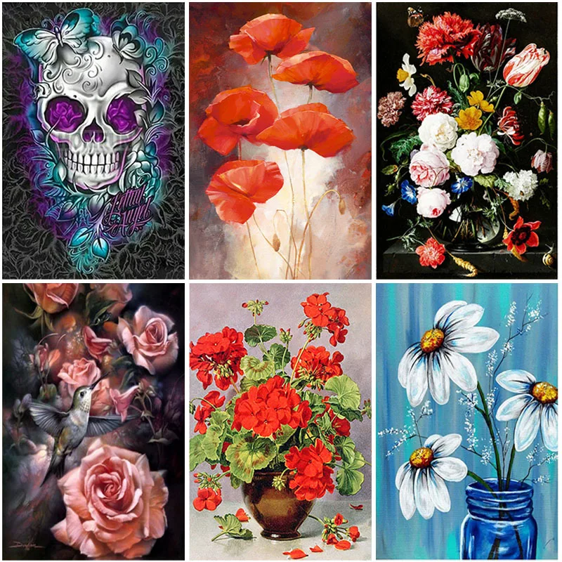 

DIY Flower 5D Diamond Painting Full Square Drill Rose Scenery Diamond Embroidery Cross Stitch Mosaic Art Painting Home Decor