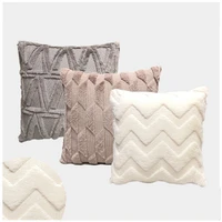 plush pillow cushion cover solid color living room sofa waist pillow case sofa couch car pillowcover pillowcase home decoration
