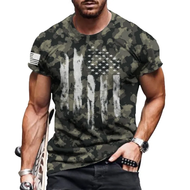 

Fashion Summer Men T Shirt American Flag 3d Printing T-shirt O-neck Short Sleeve Breathable Loose Oversized Male Clothing