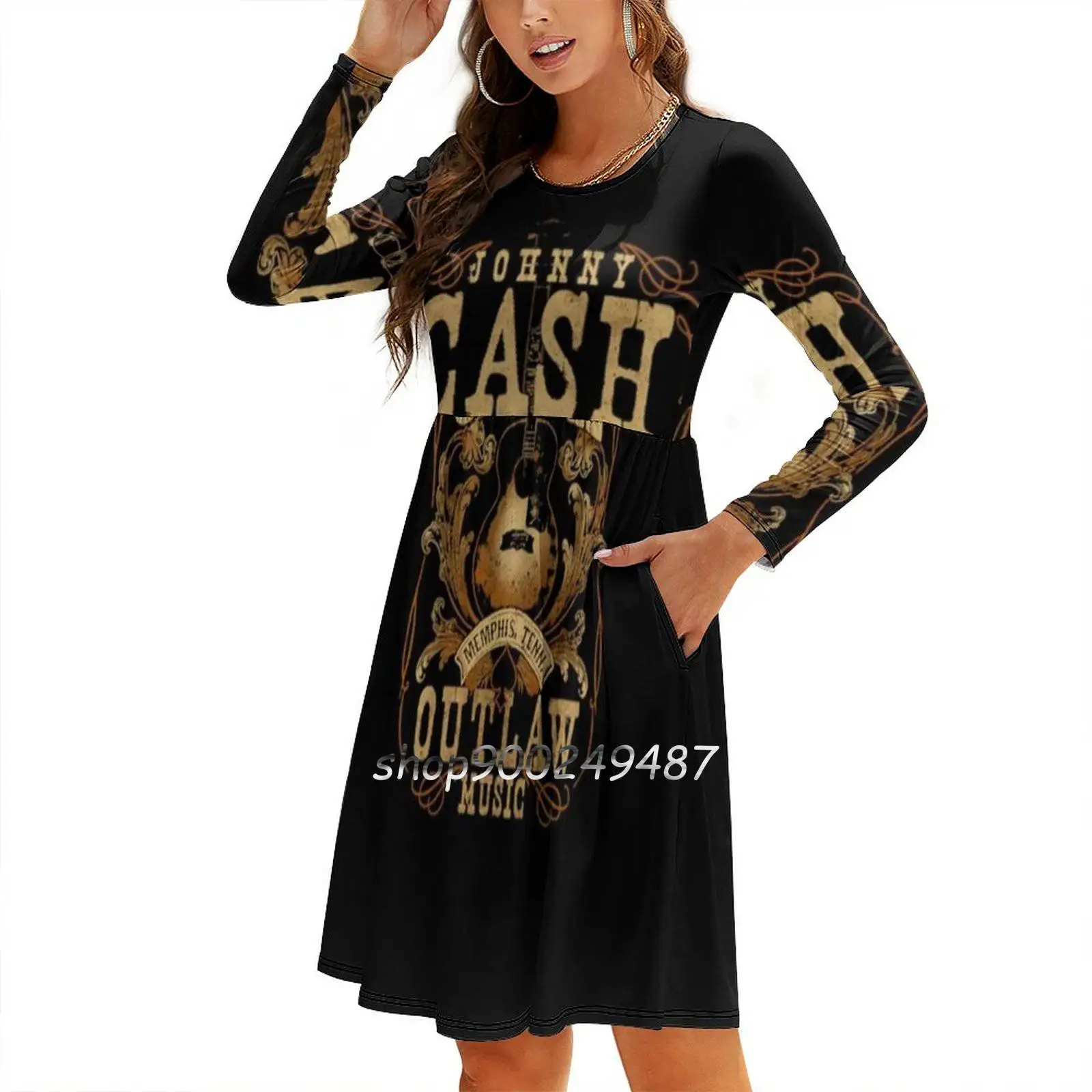 Johnny Cash Outlaw Usic футболка с квадратным вырезом новое элегантное женское облегающее