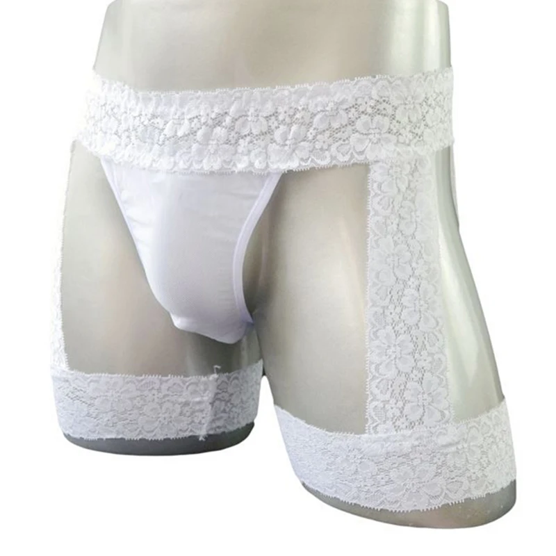 

Sexy Lingerie Mens Panties Erotic Thin Section Sissy Underwear Lace Thong Enhance Pouch Bikini Hollow Out Briefs Pants Gay Thong