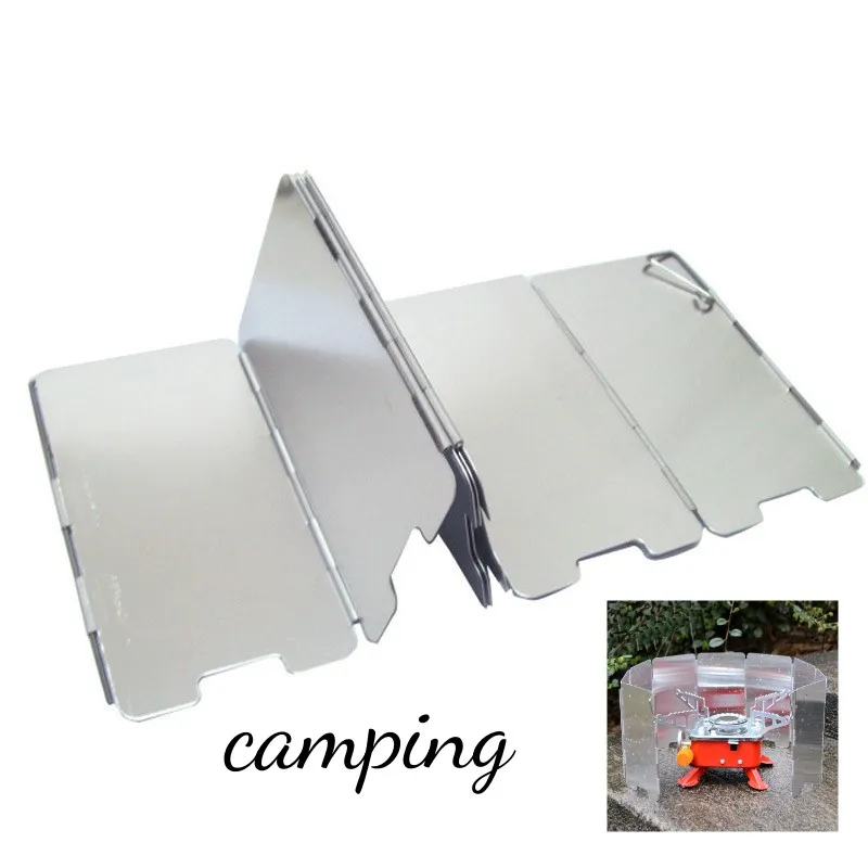 

9 Plates Foldable Gas Stove Windshield Outdoor Camping Cooking Burner Windproof Screen Aluminium Alloy Outdoor Stove Wind Shield
