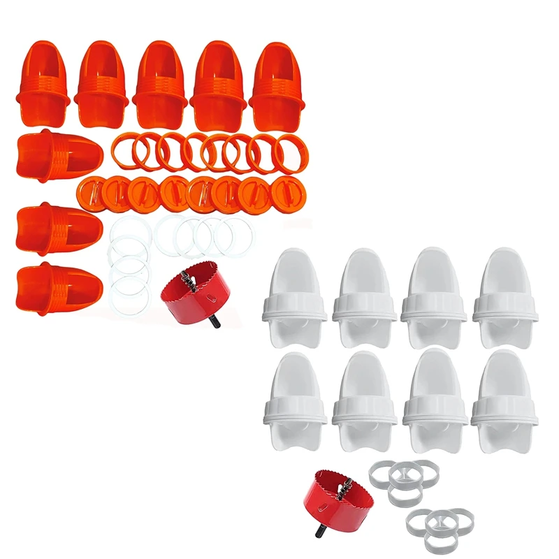 

Rat Proof No Waste Chicken Feeder,DIY Gravity Chicken Feeder Kits,8 Ports And 1 Hole Saw Rainproof Poultry Feed