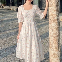summer elegant floral dress women sweet chiffon lace midi fairy dress female frenc casual outdoor korean kawaii dress 2021 new