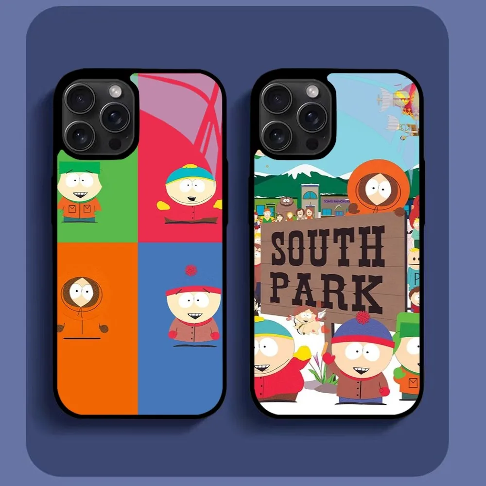 Cartoon-S-Souths-P-Park Phone Case For iPhone16 15 14 13 12 11 Pro Xs Max Mini XR X 7 8 Plus luxury Mirror Hard Funda