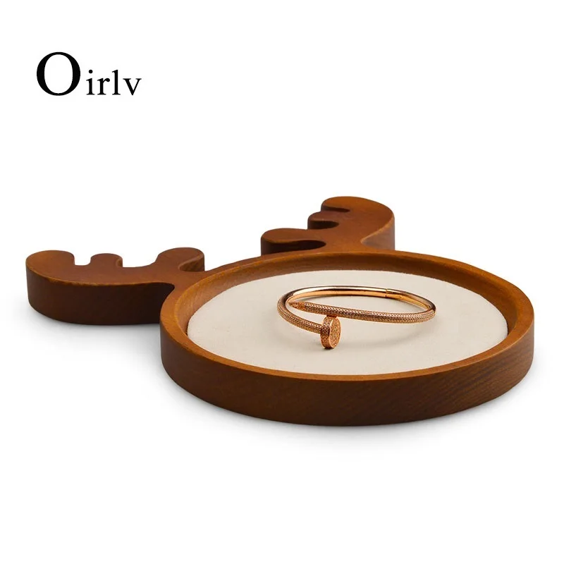 

Поднос для ювелирных изделий из массива дерева Oirlv, поднос для ожерелья, браслета, серег, поднос для демонстрации ювелирных изделий в форме р...